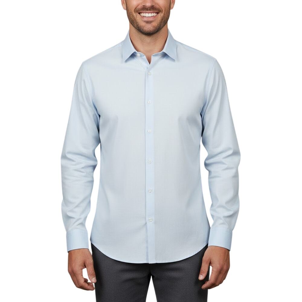 Artefact Slim Fit Button Up Shirt Blue Cotton Stretch Men XXL NWT